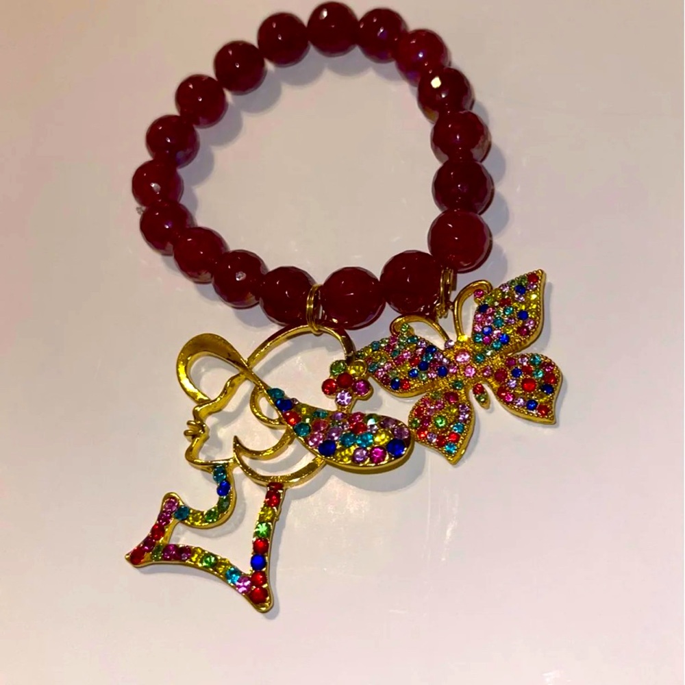 Agate stone beaded charm bracelet brand new handmade